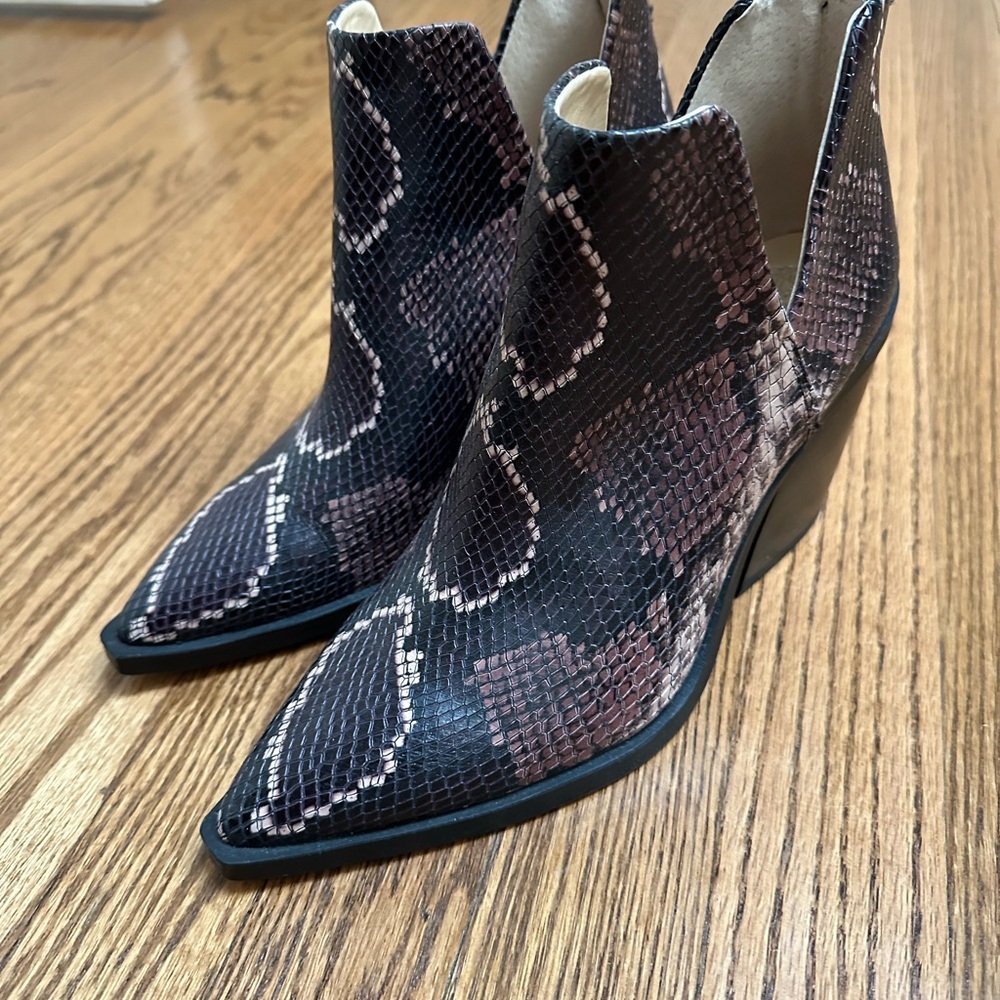 Vince Camuto Black and Brown Ankle Boots with Western Flair